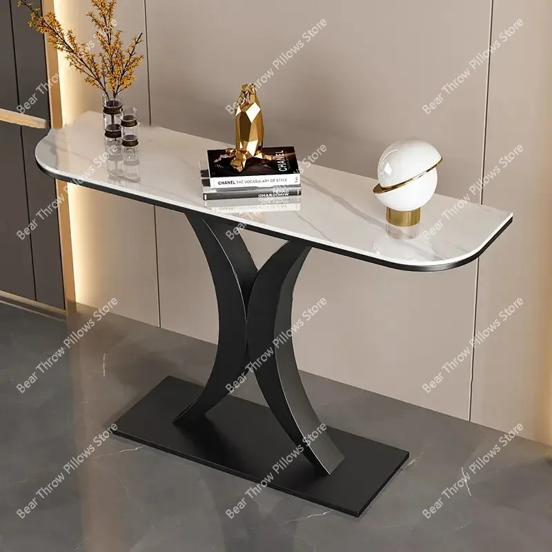 Modern Light Luxury Slate Console Tables Living Room Furniture Entrance  Home Wrought Iron Against The Wall Hallway Table