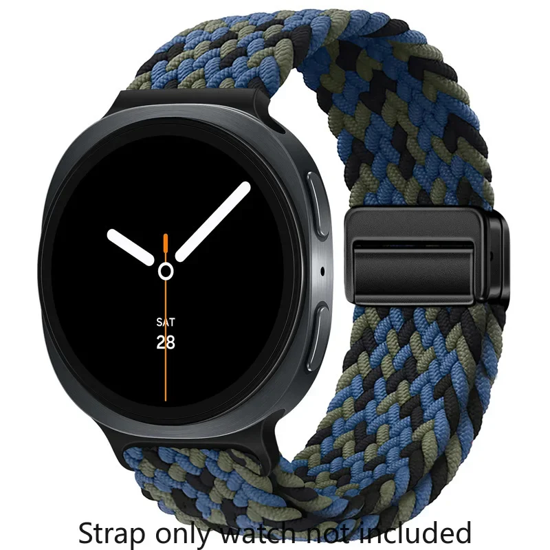Geflochtenes Solo-Loop-Armband aus Nylon, geeignet für Samsung Galaxy Watch 8 40 mm/44 mm, Magnetband für Galaxy Watch 8 Classic Correa