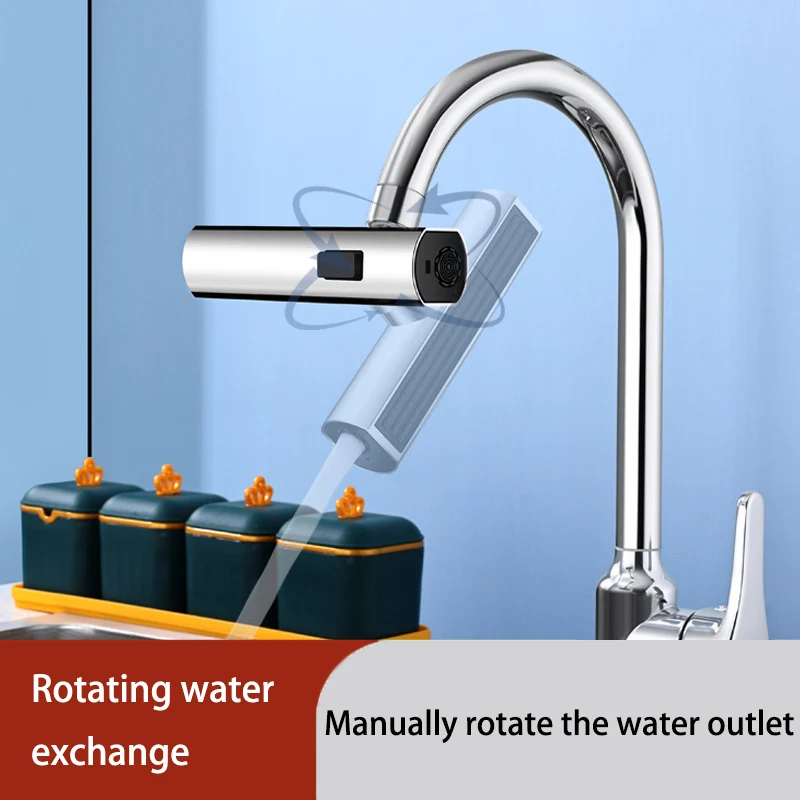 360° Rotating Kitchen Sink Faucet Extender Universal Three-speed Waterfall Spout Pressurized Anti-splash Water Nozzle