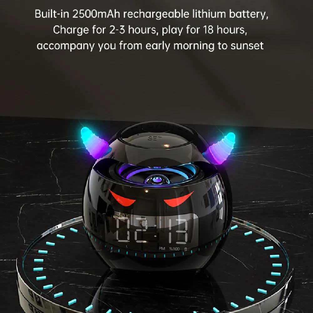 Clearance Sale Bluetooth Speaker Audio with LED Digital Alarm Clock Music Player Wireless Ball Shape Clock Speaker Mini Speaker