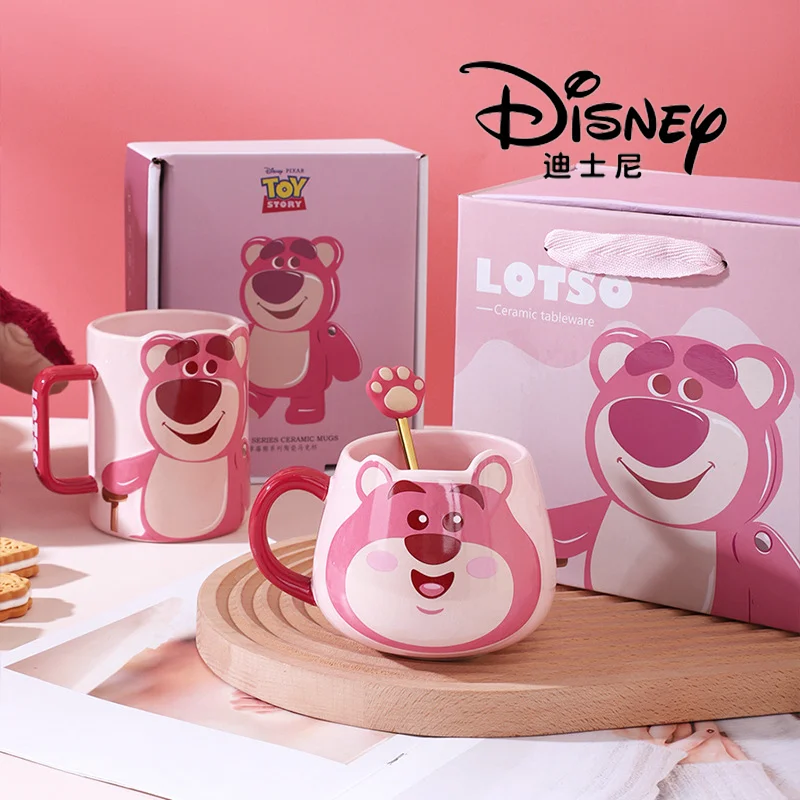 Disney Cartoon Lotso Ceramic Water Cup Cartoon Strawberry Bear Belly Drinkware Cup Creative Coffee Mugs Cute Kids Chirstmas Gift