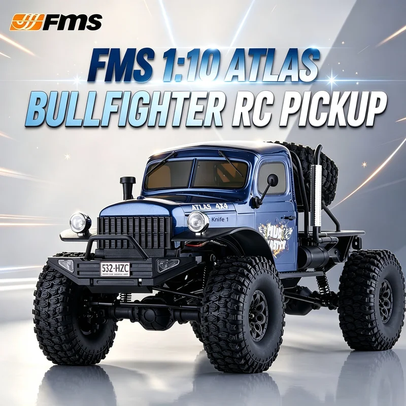 Hot FMS 1:10 Atlas Bullfighter Daqi 4WD Remote Control Bigfoot Off-Road Climbing Vehicle Simulation RC 4x4 Pickup Model With LED