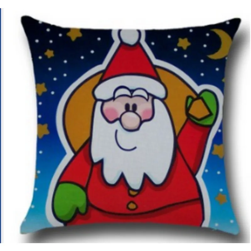 Home Textile Christmas Decorative Pillow Case, Santa Elk Snowman Nordic Style Linen Pillow Cover for Holiday Home Festive Decor