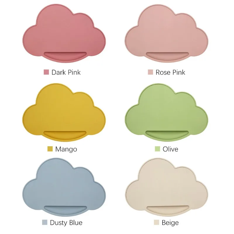 أطباق تحديد الموقع سيليكون سحابة عدم الانزلاق الطفل لتغذية تحديد الموقع لوحة الاطفال حصيرة لوحة الأطفال شكل أدوات المائدة المحمولة 1 قطعة #5