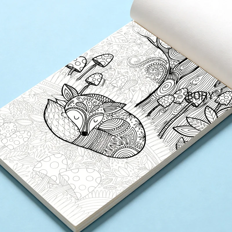 1 Adult Meditation Healing Line Drawing and Coloring Picture Book,include Themes of Shops/animals/flowers /pets, Total 24 Pages