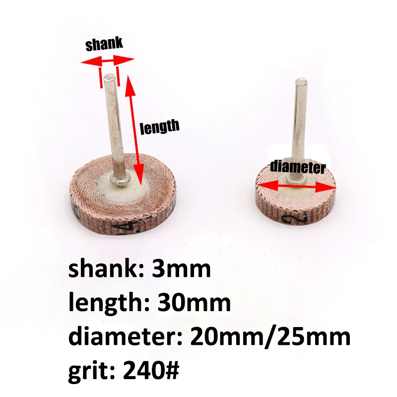 1-10pcs 20/25mm Sandpaper Mounted Point Grinding Head T-shaped Wheels Polishing Rotary Tools With 3mm Shank 240# Grit