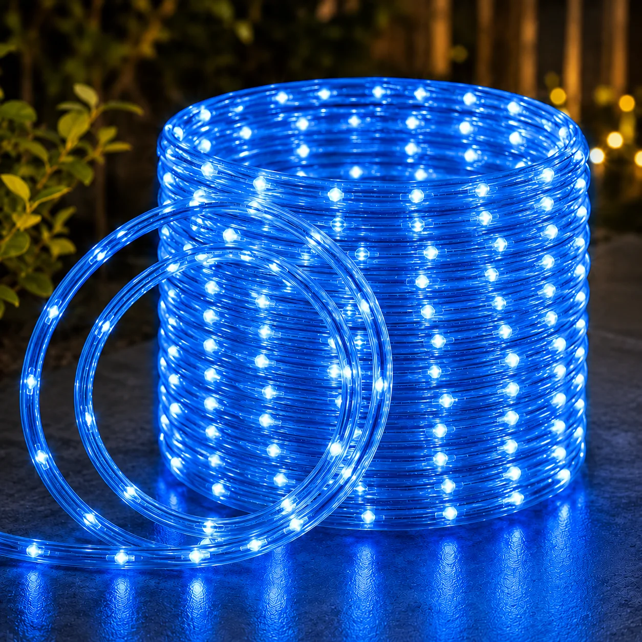 Solar Rope Lights Tube String Lights Solar Powered 2PCS 7/12/17/22M Blue LED 8 Modes for Garden Patio Christmas Party Decor