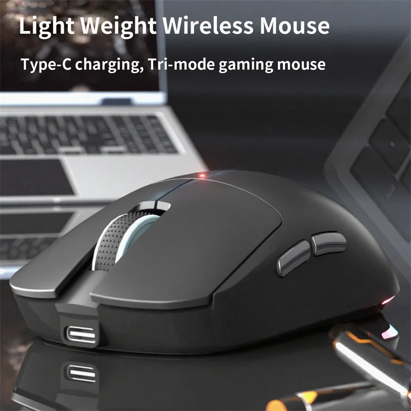 

Tri-mode Mouse Rechargeable RGB Light Effect Macro 2.4G Bluetooth Wired Connection Light Weight Play Game Or Office Use Mause