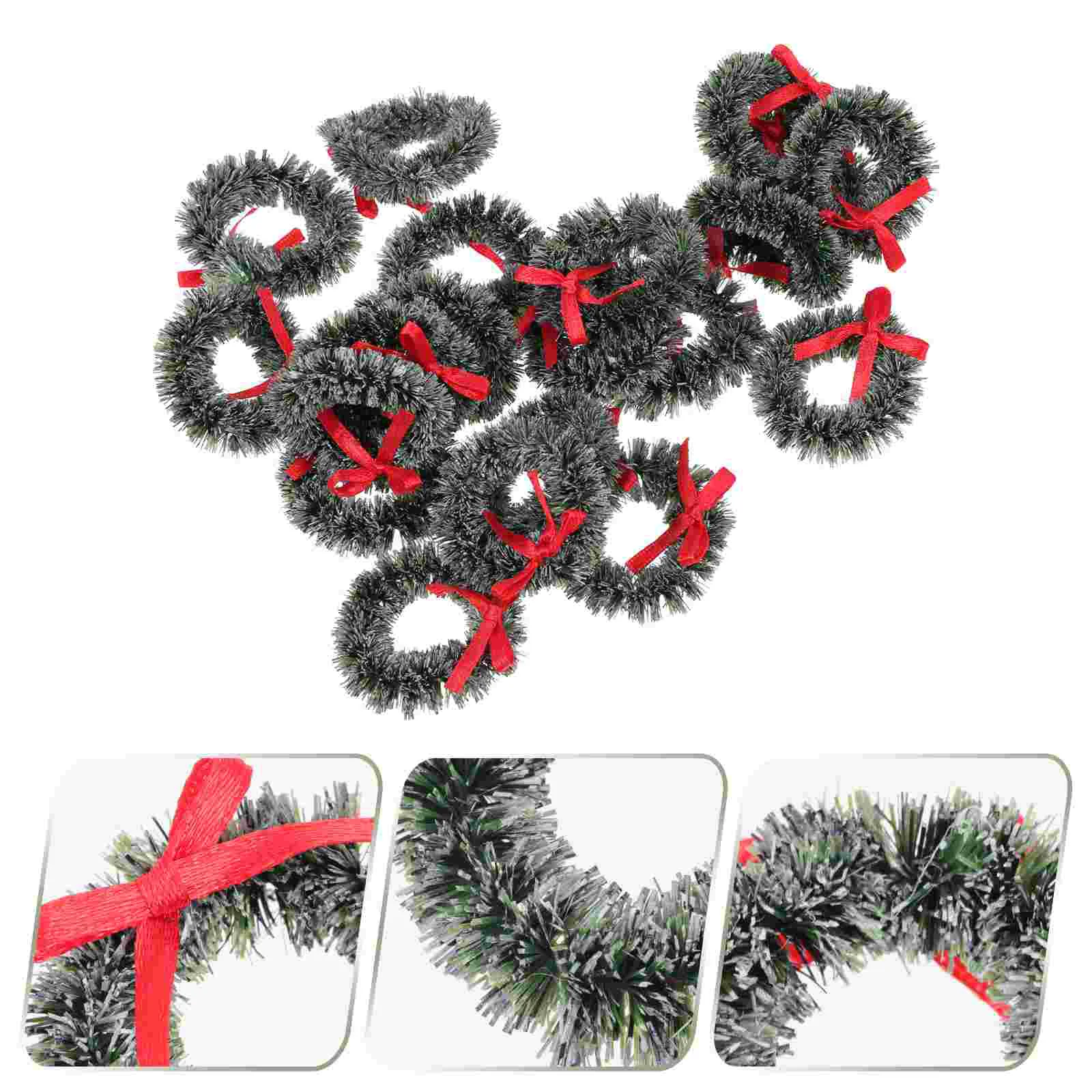 

20 Pcs Plant Christmas Wreath Father Pink Decor Miniature Tree Iron Artificial Garland