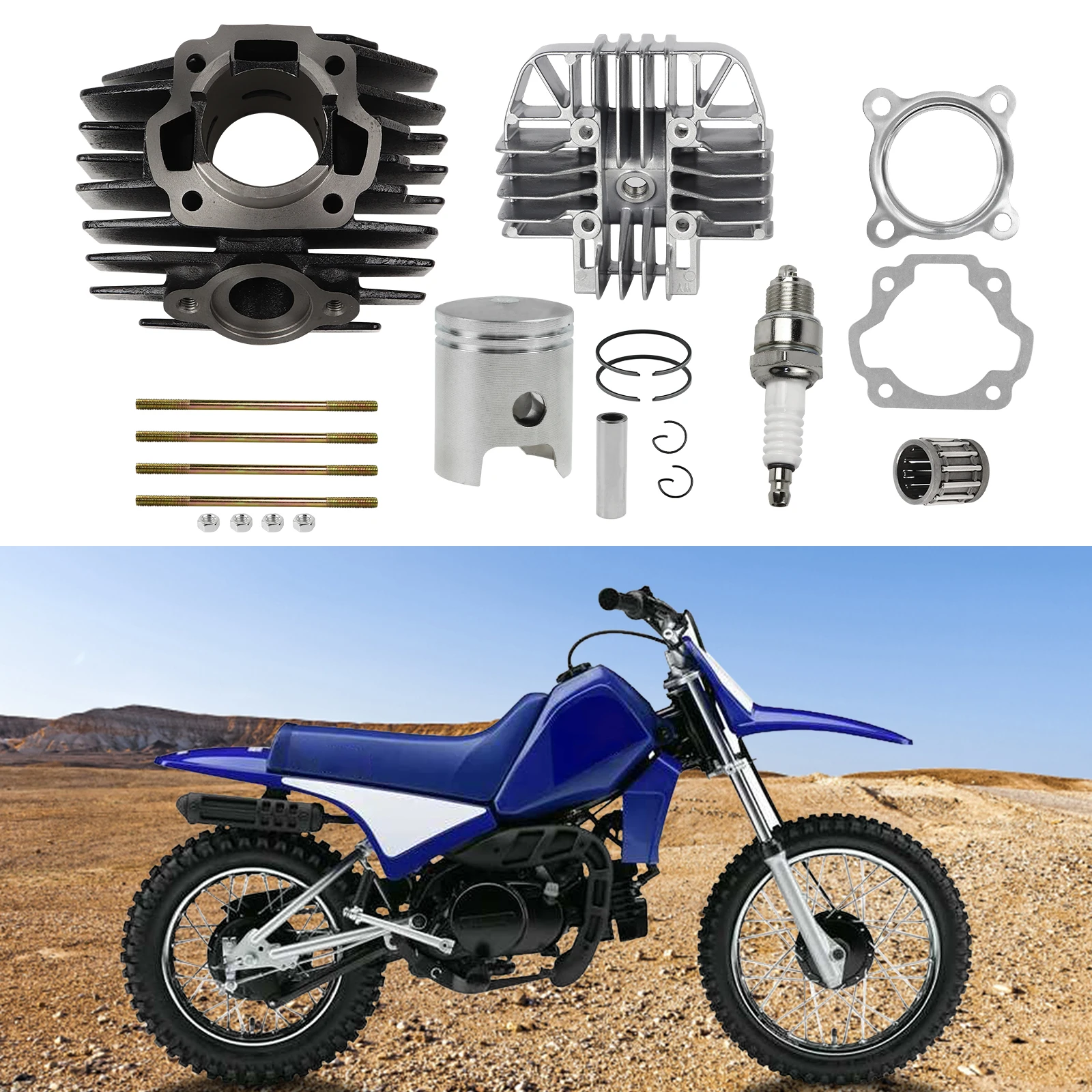 New Cylinder Gasket Piston Ring Kit Top End for Yamaha PW 80 PW80 Y-Zinger 1983-2006 Dirt Bike Engine Cylinder
