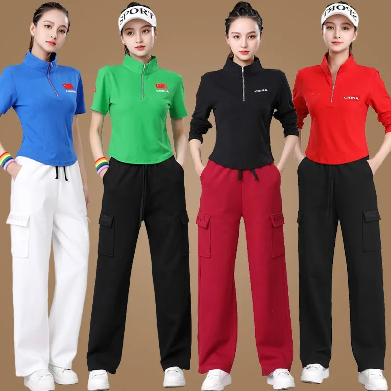 

Faionable Fitn Square Dance Outfit Women's Sportswear Set Workwear Pants Spring Summer New Dance Clothes Step-by-Step