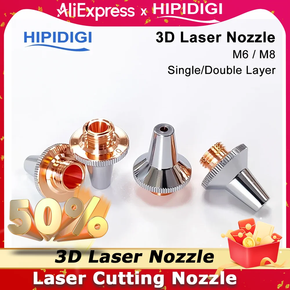 

3D Laser Nozzles M6 M8 Single Double Layer Chrome Fiber Cutting Machine Parts for Raytools BT240S BM109 WSX HAN'S Precitec Head
