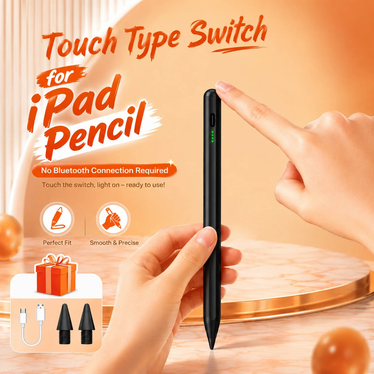 

For Apple Pencil Charging Palm Rejection iPad Pencil Stylus Pen For iPad 6th 7th 8th 9th 10th Air Pro Mini Accessories Black
