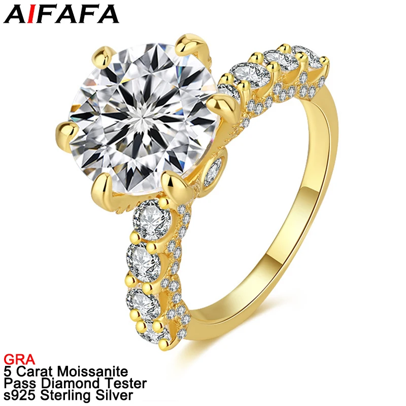 

5 Carat Moissanite Lab Diamond Gold Color Rings Luxury s925 Silver Sparkling 6 Color Moissanita Ring Fine Jewelry