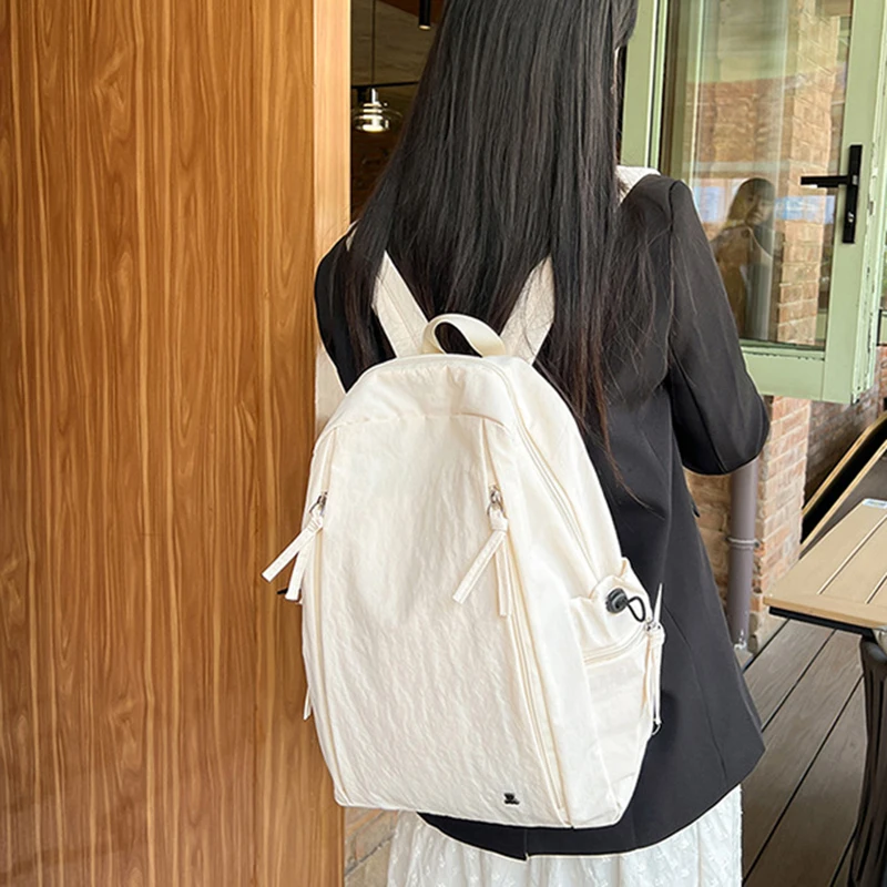 

1 шт. рюкзак унисекс, простая однотонная дорожная нейлоновая сумка большой емкости для учащихся средних и старшеклассников