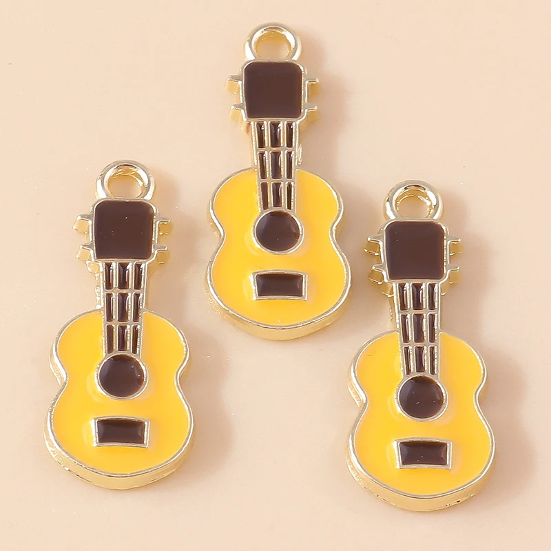 20 Stück 9 x 23 mm niedliche Emaille-Musikgitarren-Anhänger für die Herstellung von Ohrringen, Halsketten, Armbändern, DIY-Handwerk, Schmuckzubehör – Detail 4