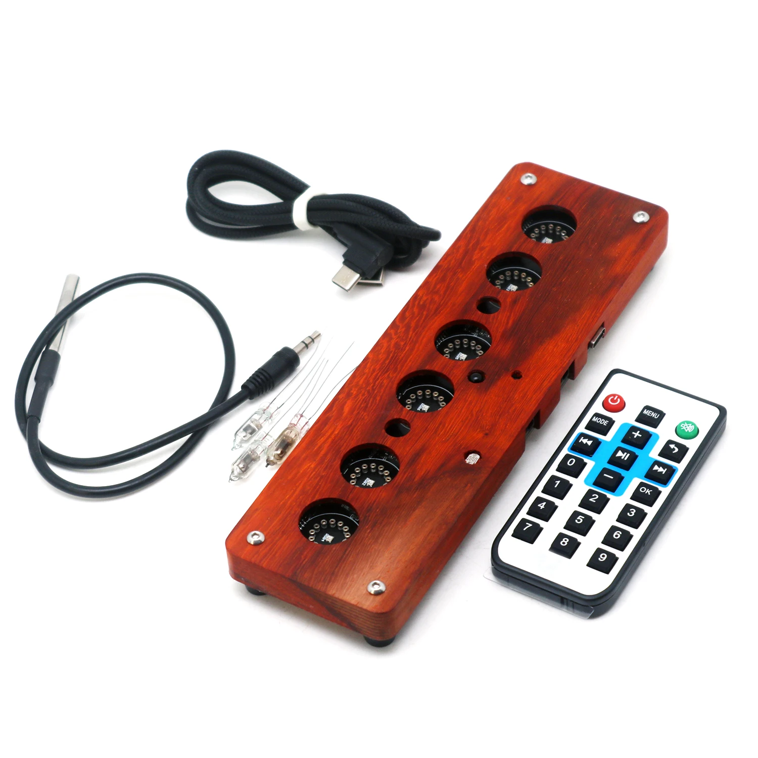 6-Digit IN14 Nixie Tube Base DIY IN-14 WiFi Clock Digital Display Time Date Temperature Alarm W Remote Control TYPE-C USB POWER