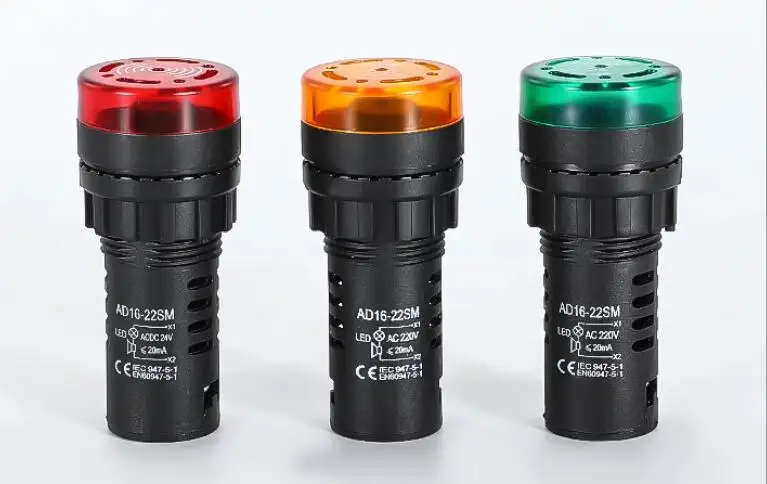 5PCS Intermittent sound Flash buzzer AD16-16SM AD16-22SM sound and light alarm 12/24/36/110/220V Indicator light signal lamp