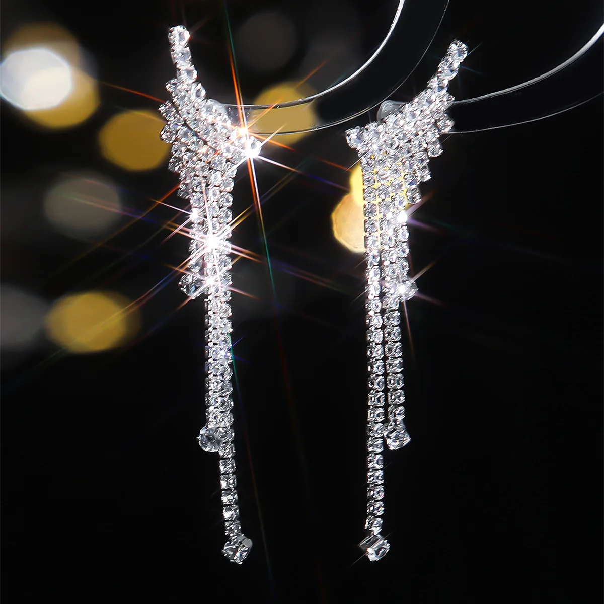 DINGKA Fashion Versatile Shiny Rhinestone Tassel Earrings Women's Temperament Luxury Stud Earrings Temu Source
