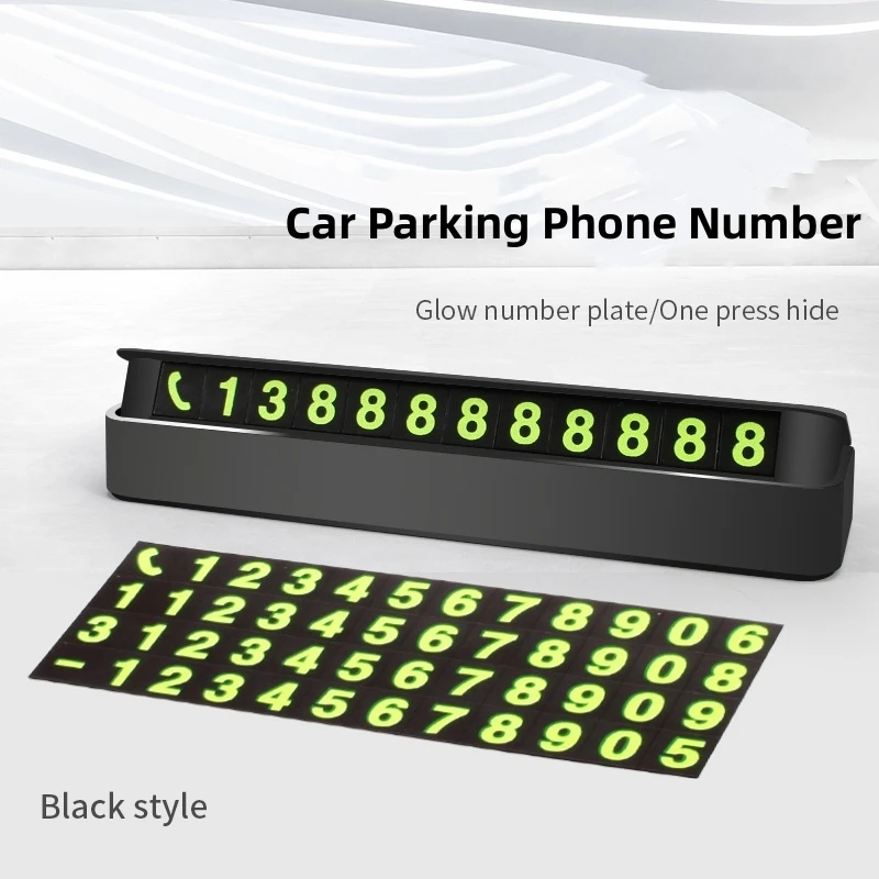 Luminous Car Phone Number Card Temporary Parking Card Plate Hidden Type Telephone Number Car Park Stop Automobile Accessories