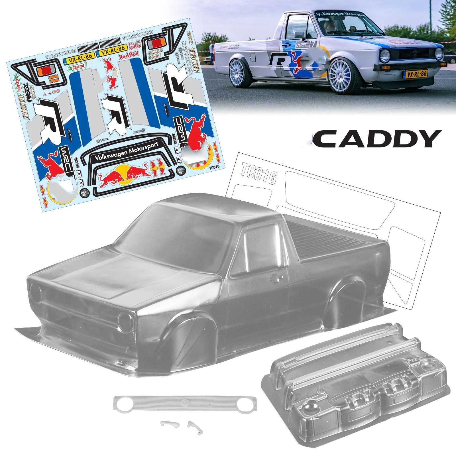 1/10 PC RC shell body Caddy MK1 190mm width Pickup trucks car Transparent shell body for turing Dirft mst yokomo hpi hsp