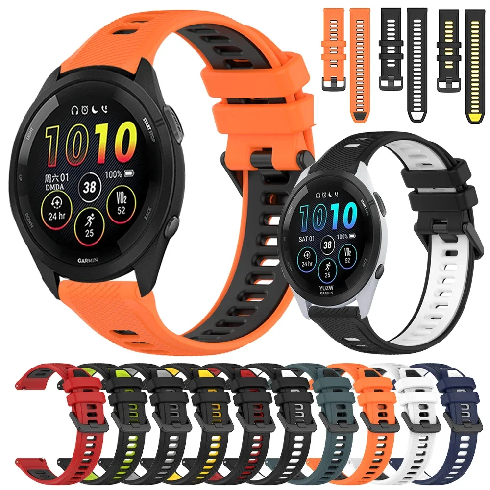 Correa de reloj oficial para Garmin Forerunner 265, correa de silicona de dos tonos para Garmin Venu 3 2/Vivoactive 5 4 3 22mm 20mm