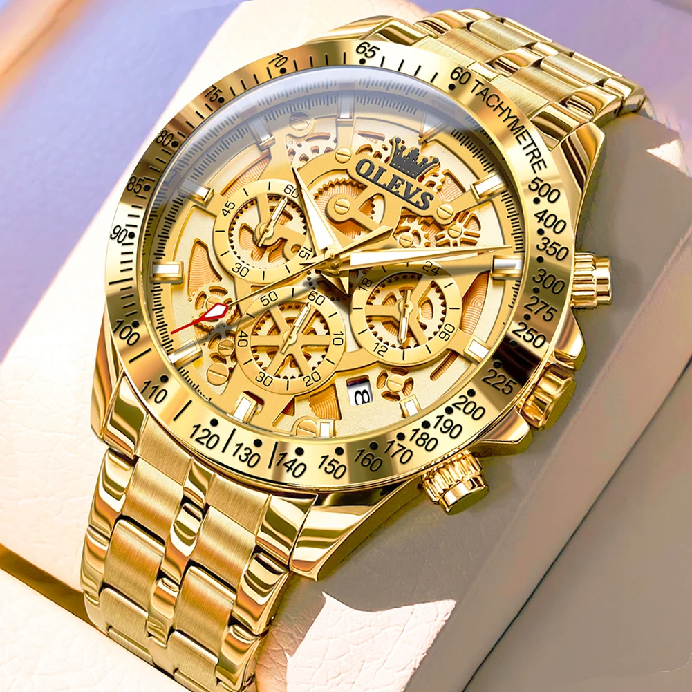 Men's Gold Quartz Watch, 3Bar Waterproof