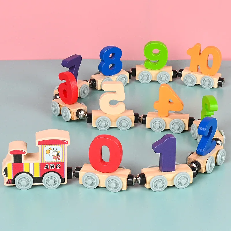 

Wooden Magnetic Small Train Puzzle Early Education Number Operation Animal Letter Cognition Exercise Puzzle Toys