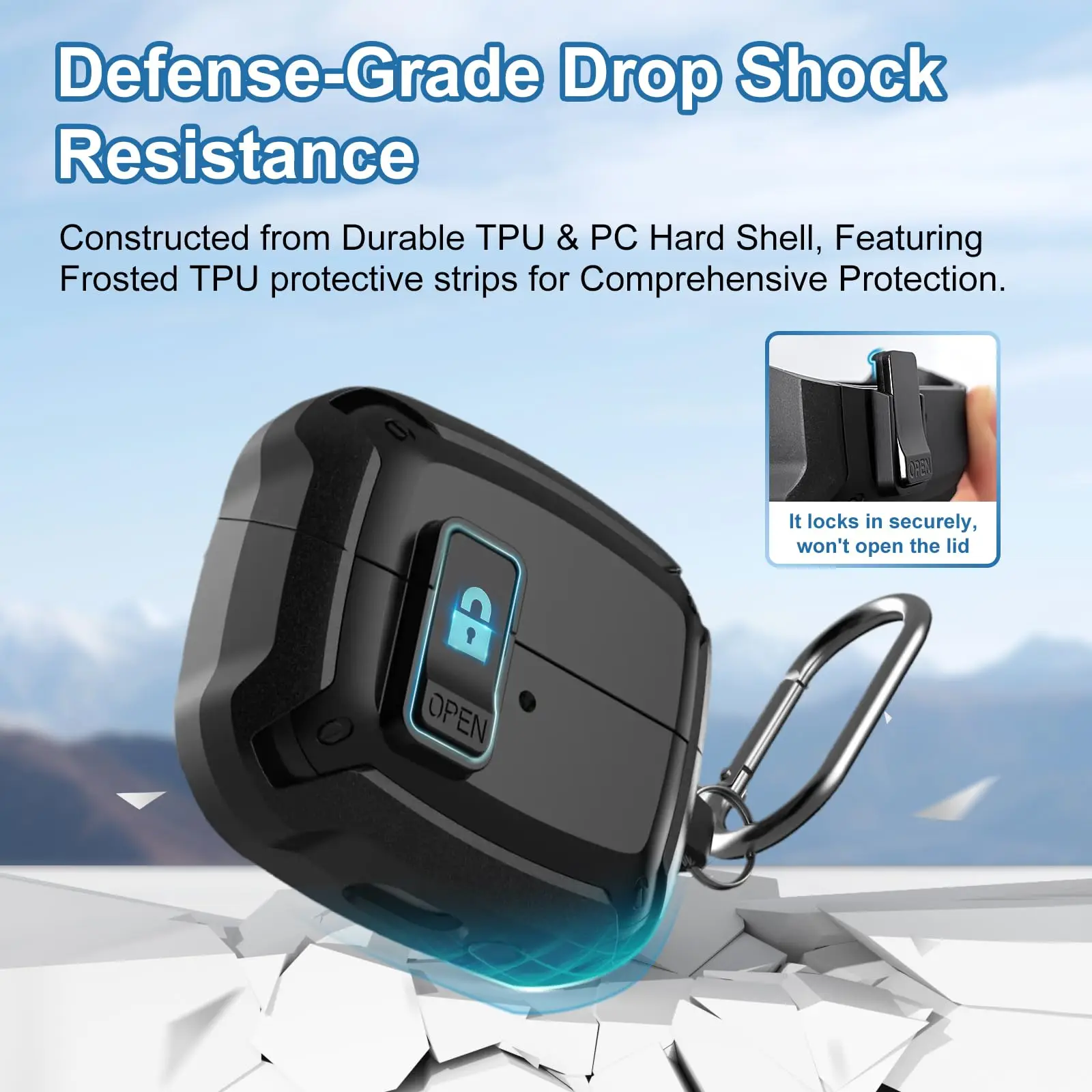 삼성 갤럭시 버즈 3 프로용 보안 잠금 커버, 클리너 키트 및 후크 포함, 충격 방지 케이스, 보호 케이스