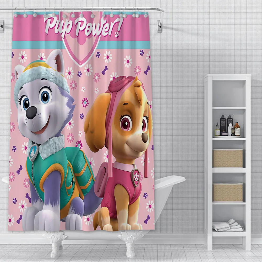 Cartoon P-PAW P-patrol Dogs Shower Curtain Waterproof Polyester Fabric Paint Bath Curtains Home Bathroom Decor Curtain With Hook