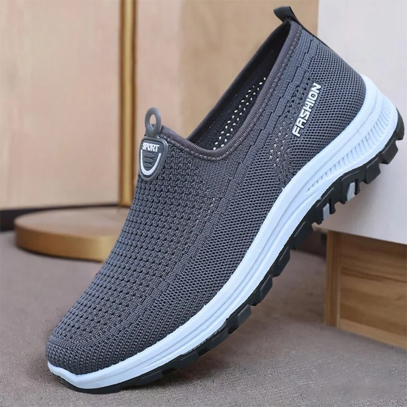 Beijing Men's Canvas Shoes Summer New Style Soft Bottom Breathable Mesh Slip-On Casual Shoes for Middle-Aged And Elderly