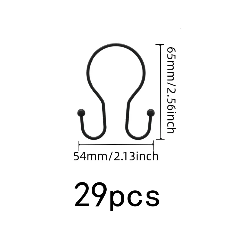 29 pcs Black Double Ear Shower Curtain Rings, Smooth Glide, Durable and Easy to Install, for Bathroom Shower Rods