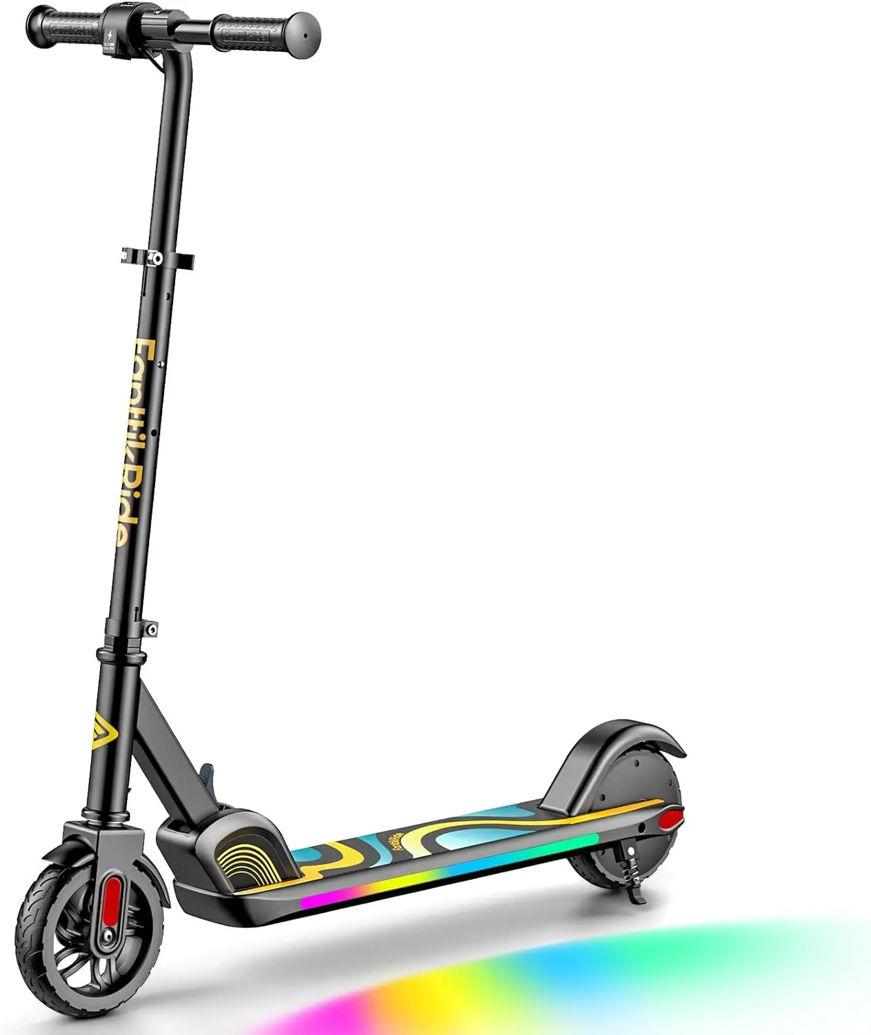 Pro Electric Scooter for Kids 3.9 ft - 5.2 ft, Colorful Rainbow Lights, 5/8/10MPH, 5 Miles Range, LED Display, Adjustable Height