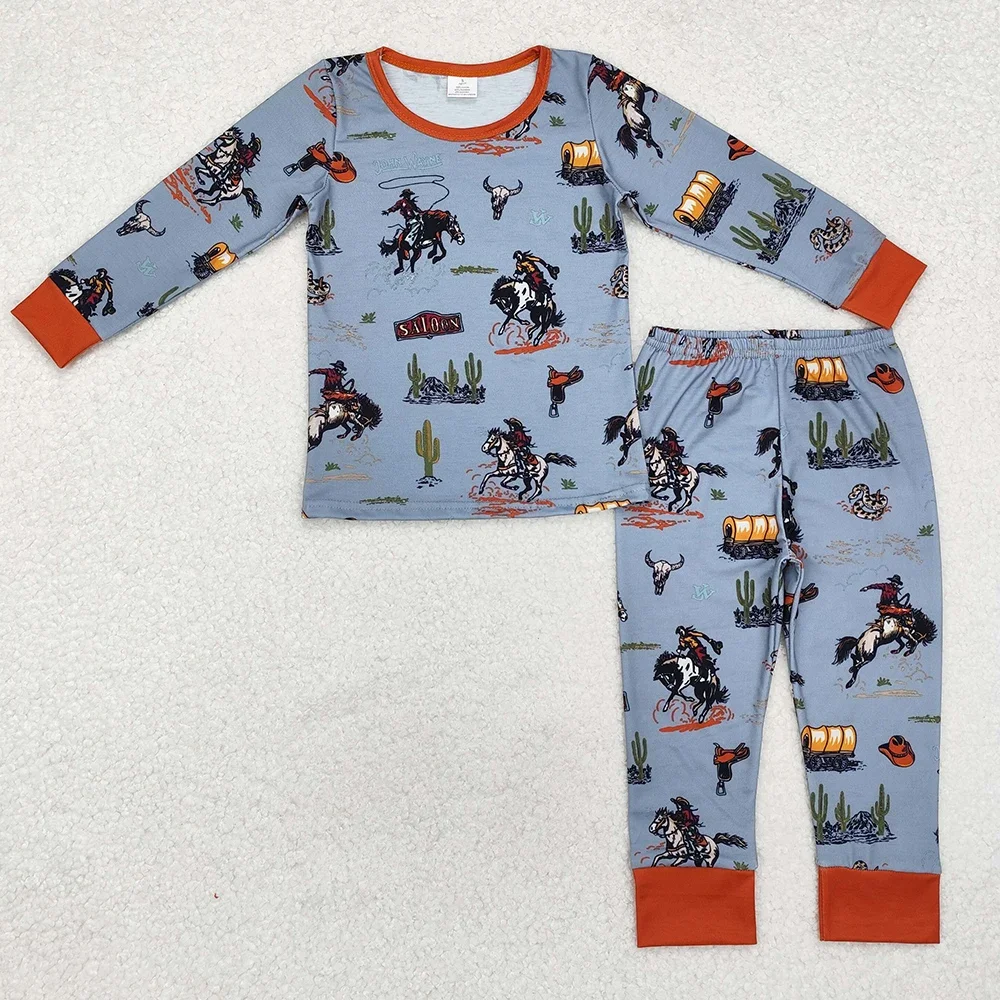 Wholesale Baby Boys Pajamas Western Rodeo Bamboo Pajamas Sleepwear Sets Boutique Kids Boys Clothes Nightwear Children Clothing