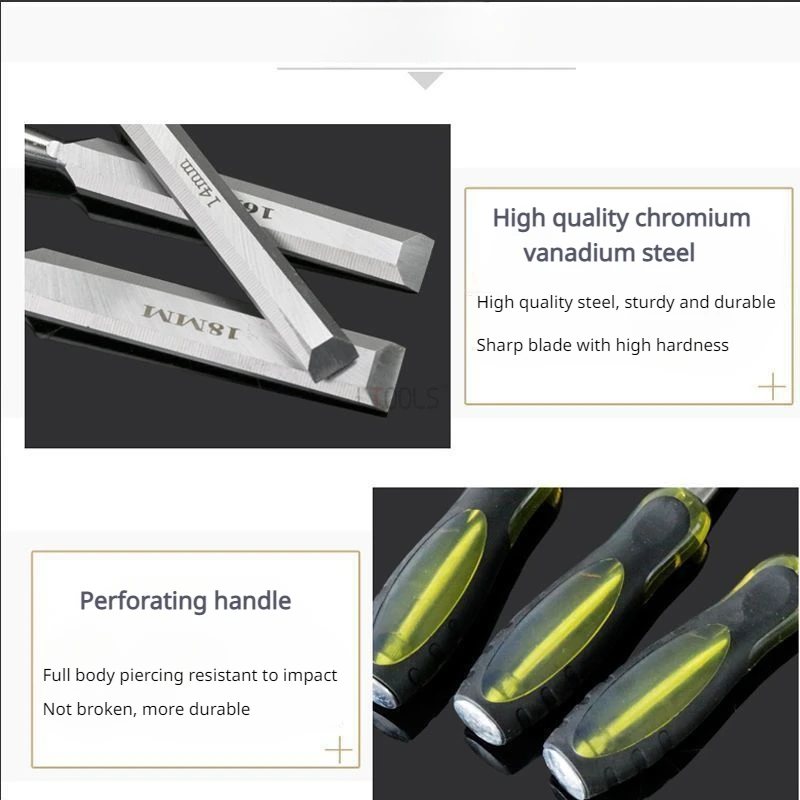 Professional Piercing Wood Carving Chisel 6-38mm Chrome Vanadium Steel Carpentry Flat Chisels Woodworking Woodcut Carving Knife