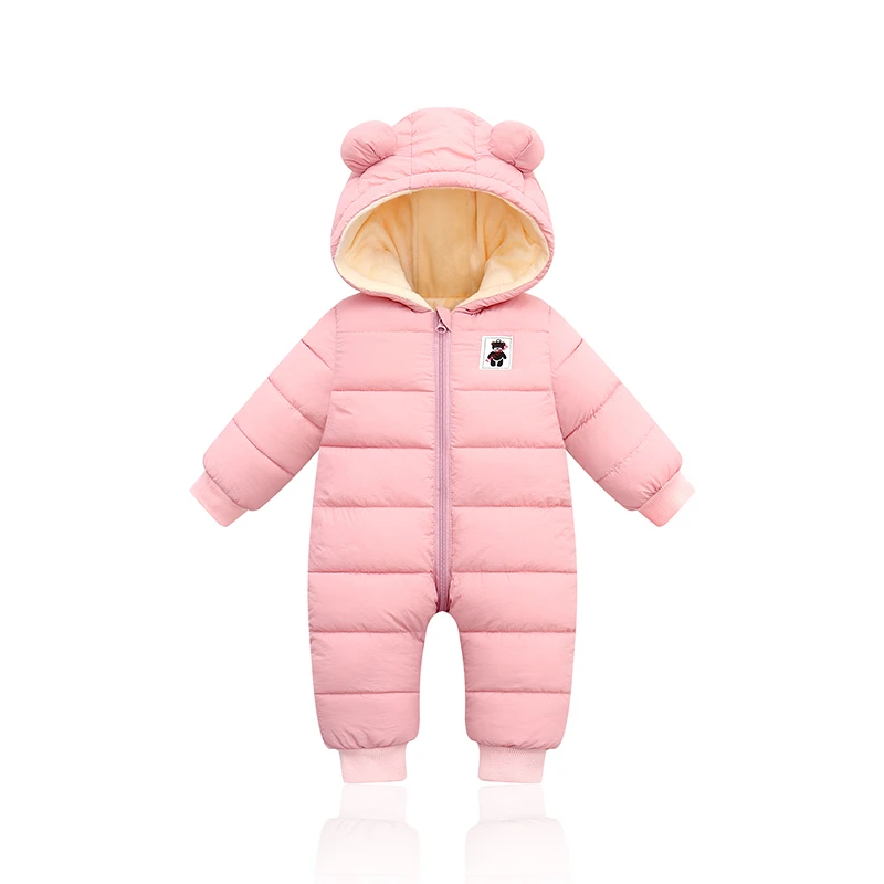 

2024 Overalls Baby clothing Winter fleece newborn Baby Boys Girls Warm thick jumpsuit Hooded Snowsuit coat Children's jumpsuit