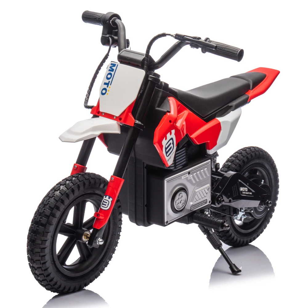 24V Kids Ride on Electric Toy Motocross Motorcycle 200W High Speed Hub Motor Rear Wheel Shock Absorber Adjustable Speed LED