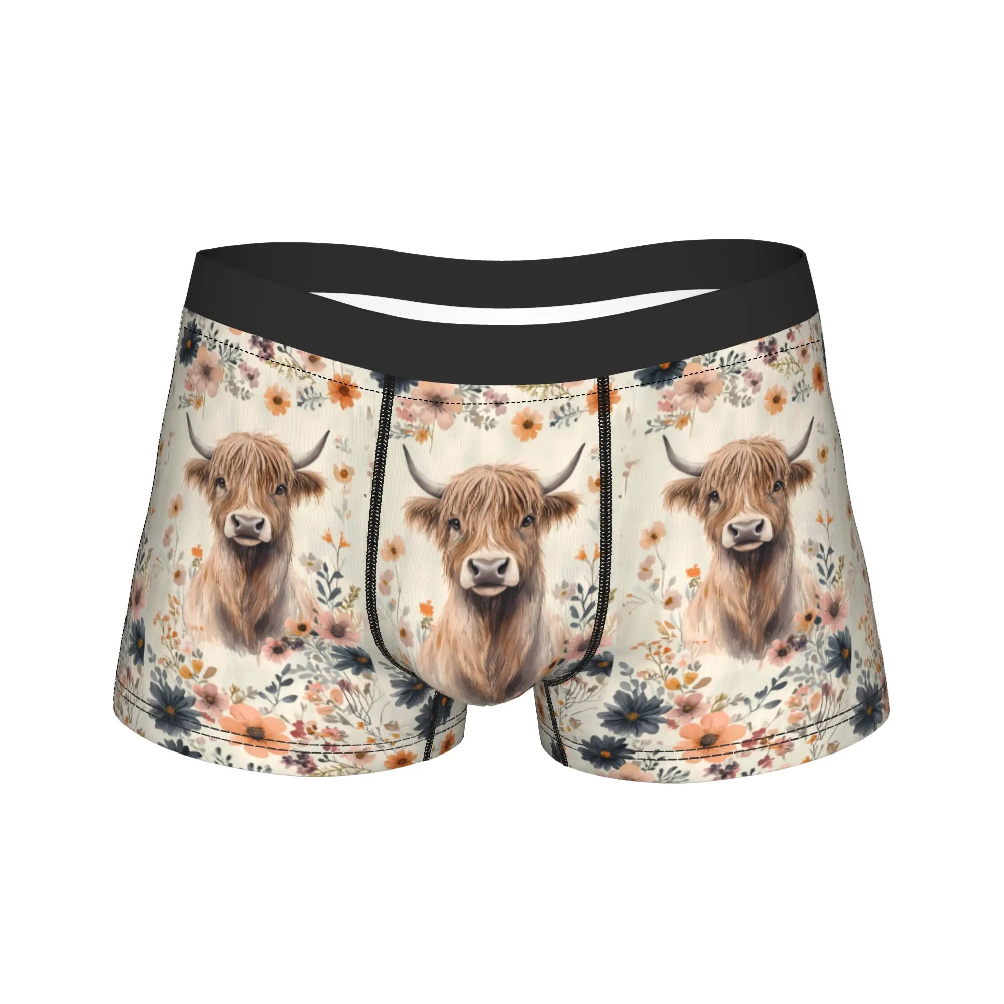 

Highland Cow Men's Breathable Boxer Briefs, Stretchy Underwear with Stylish Printed, Everyday Comfort Casual Wear