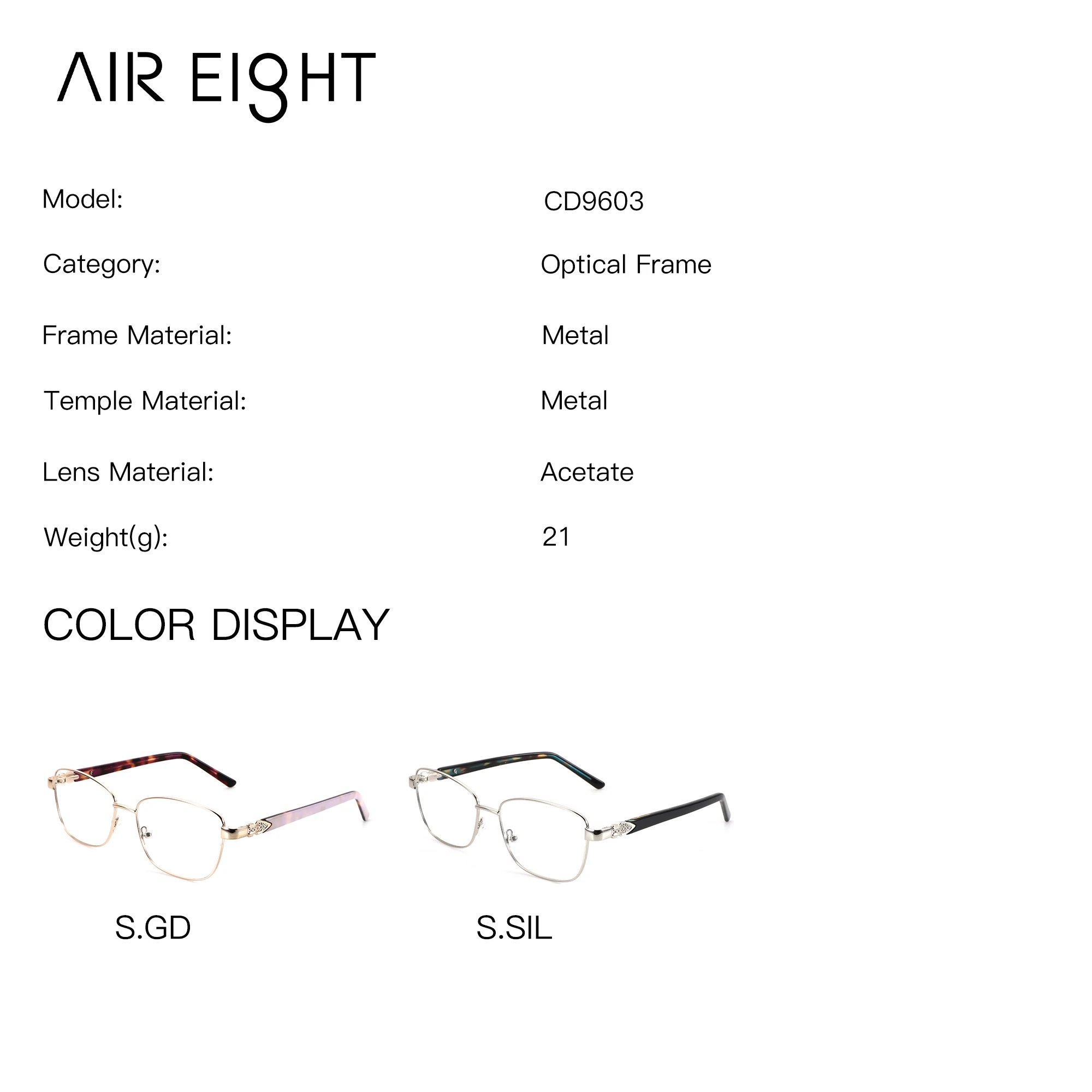 AIREIGHT M Size Butterfly Metal Anti Blue Light Prescription Glasses Photochromic Graduated Lenses Woman Myopia Eyeglasses