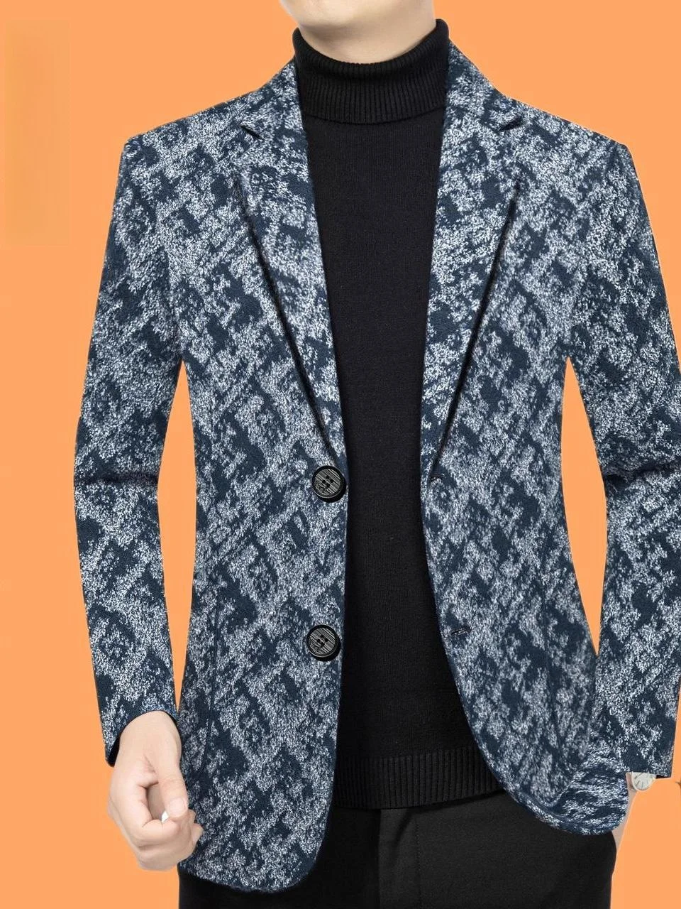 

Fleece Lined Thick Casual Handsome Men's Suit Autumn Winter New Style Business Casual Top for Middle-Aged And Young