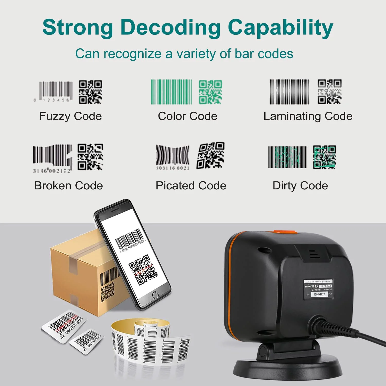 2D Omnidirectional Barcode Scanner QR Code Desktop Barcode Reader for Supermarket Auto Sense Data Matrix PDF417 barcod scanners