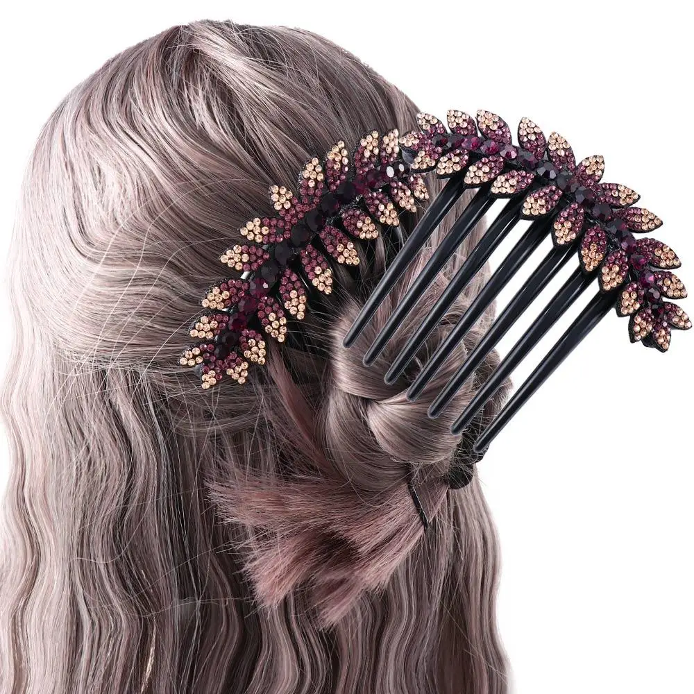 Sweet Geometric Crystal Hairpins Ponytail Holder Flower Women Hair Comb Hair Claws Korean Barrettes Hair Clips