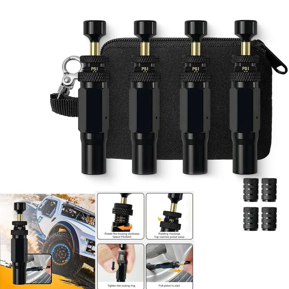 

Клапан для спуска давления в шинах 5.8*0.736см, регулируемый, с автоматической остановкой, набор для сдувания шин, винтовой инструмент для сброса давления в шинах 10-30 PSI, сверхмощный