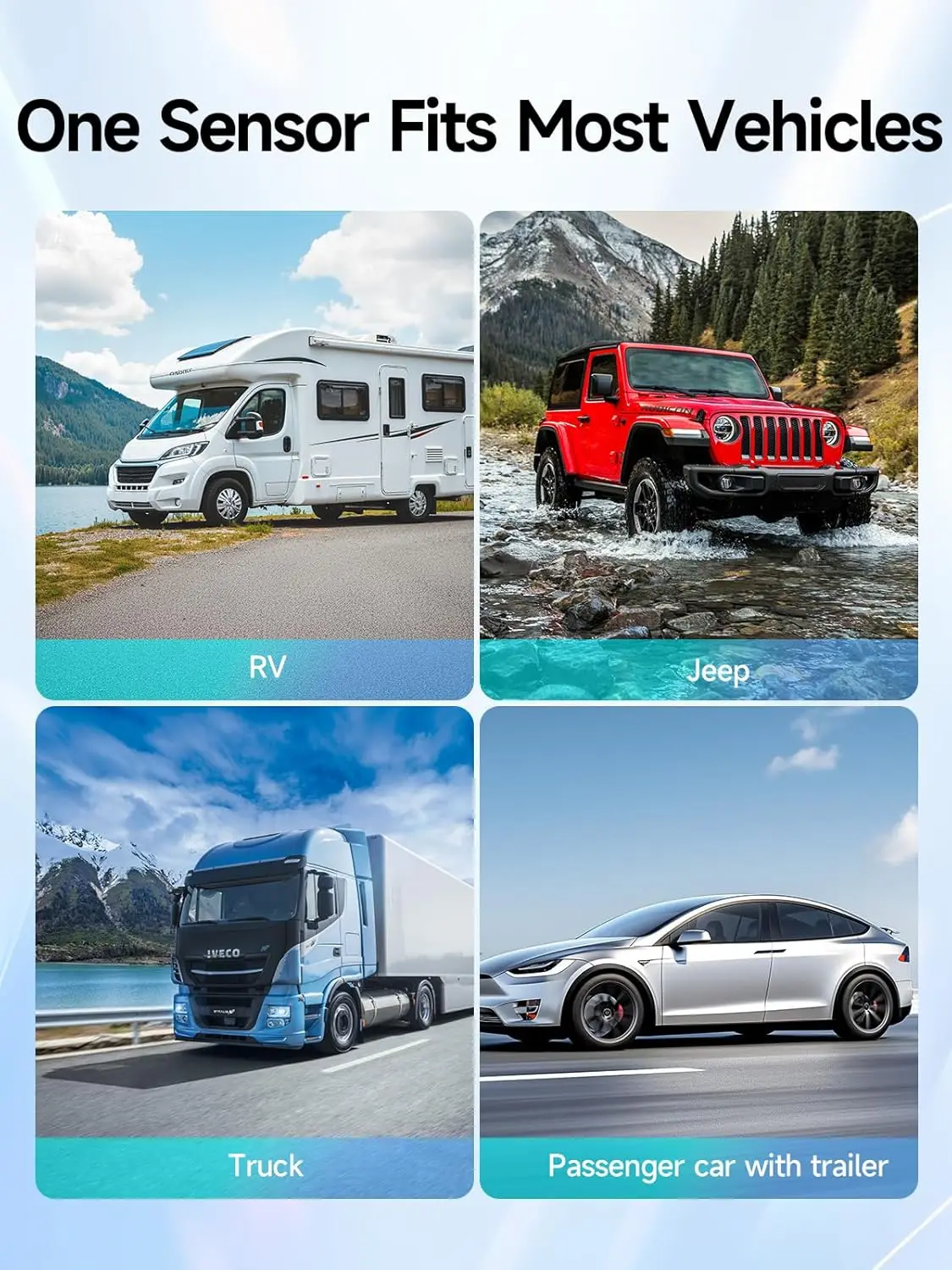 نظام مراقبة ضغط الإطارات Moman RV، مجموعة أجهزة استشعار TPMS الجديدة للسيارة مكونة من 4 قطع، إنذار لضغط الإطارات ودرجة الحرارة