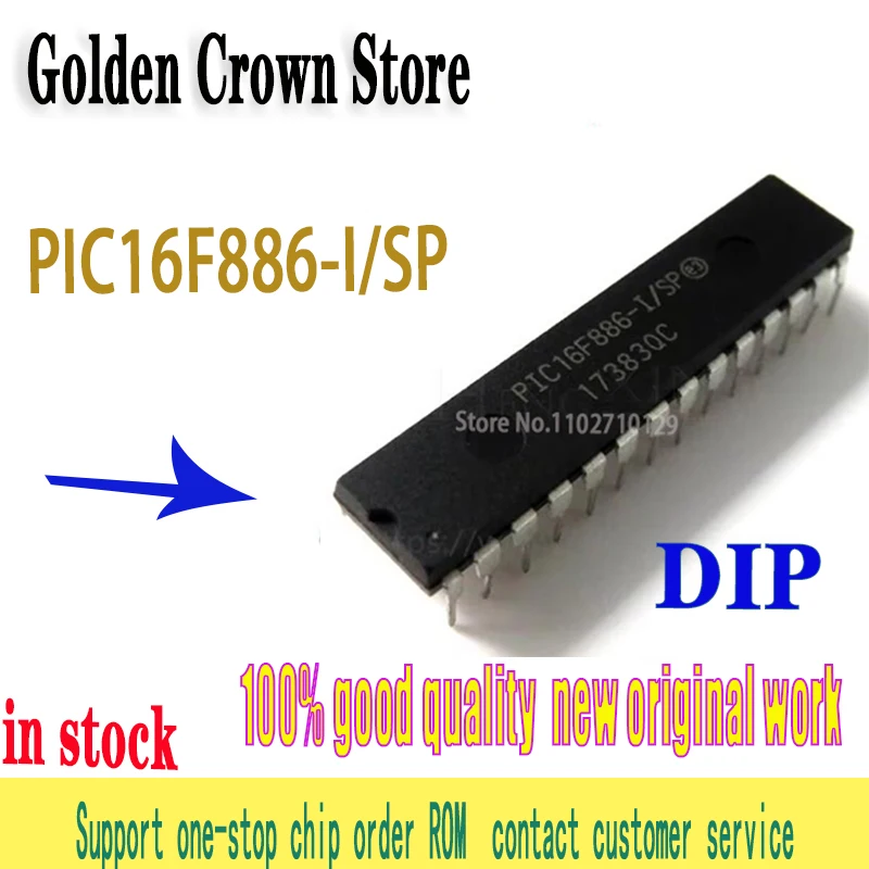 5PCS/lot  PIC16F886-I/SP DIP28 PIC16F886 DIP-28 100%Original Brand New In Stock