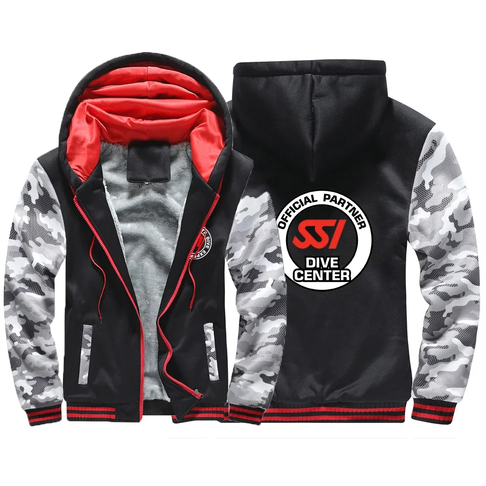 

2024 New Man's Fashion Scuba Diving Dive SSI Printing Winter Warm Thicken Cotton Tracksuit High Quality Classic Hoodies Coat