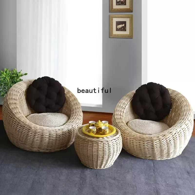 Balcony Bedroom Hand Woven Lazy Sofa Leisure Tatami Double Sofa Living Room Furniture