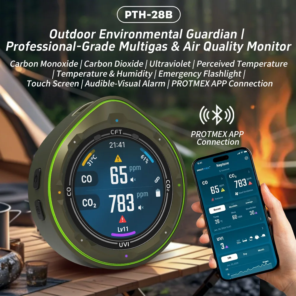 FABISENSE Portable Multifunctional Carbon Monoxide CO2 Detector Air Quality Meter Temperature Humidity Meter with Touch Screen