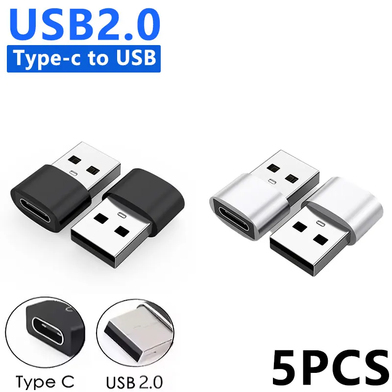 5Pcs USB To Type C OTG Adapter USB USB-C Male To Micro USB Type-c Female Converter For Macbook Samsung S20 USBC OTG Connector