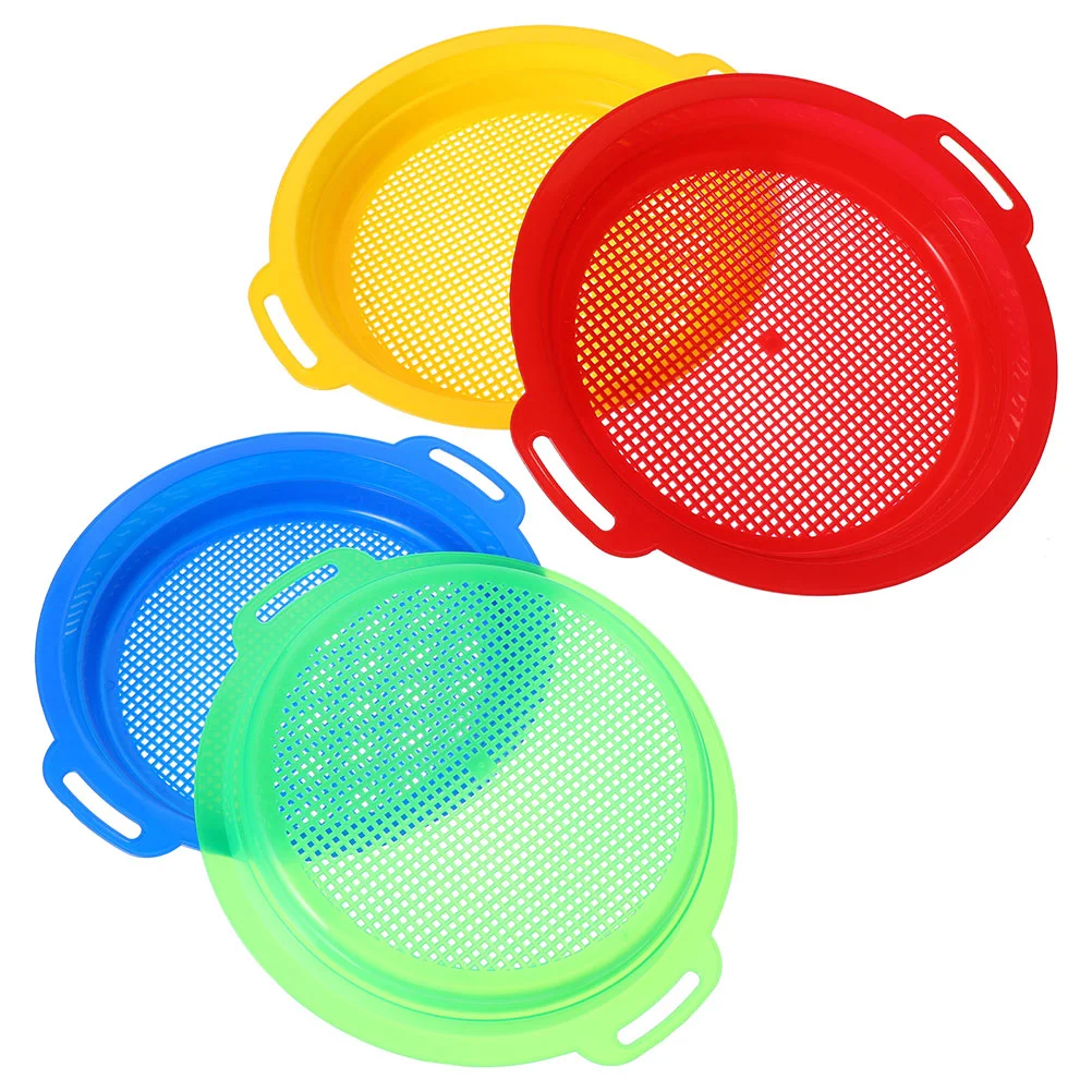 4pcs Sand Sifter Sieves For Kids Beach Sand Toys Plastic Sand Sifting Pan Sand Strainer For Gardening Digging Finding Treasure S